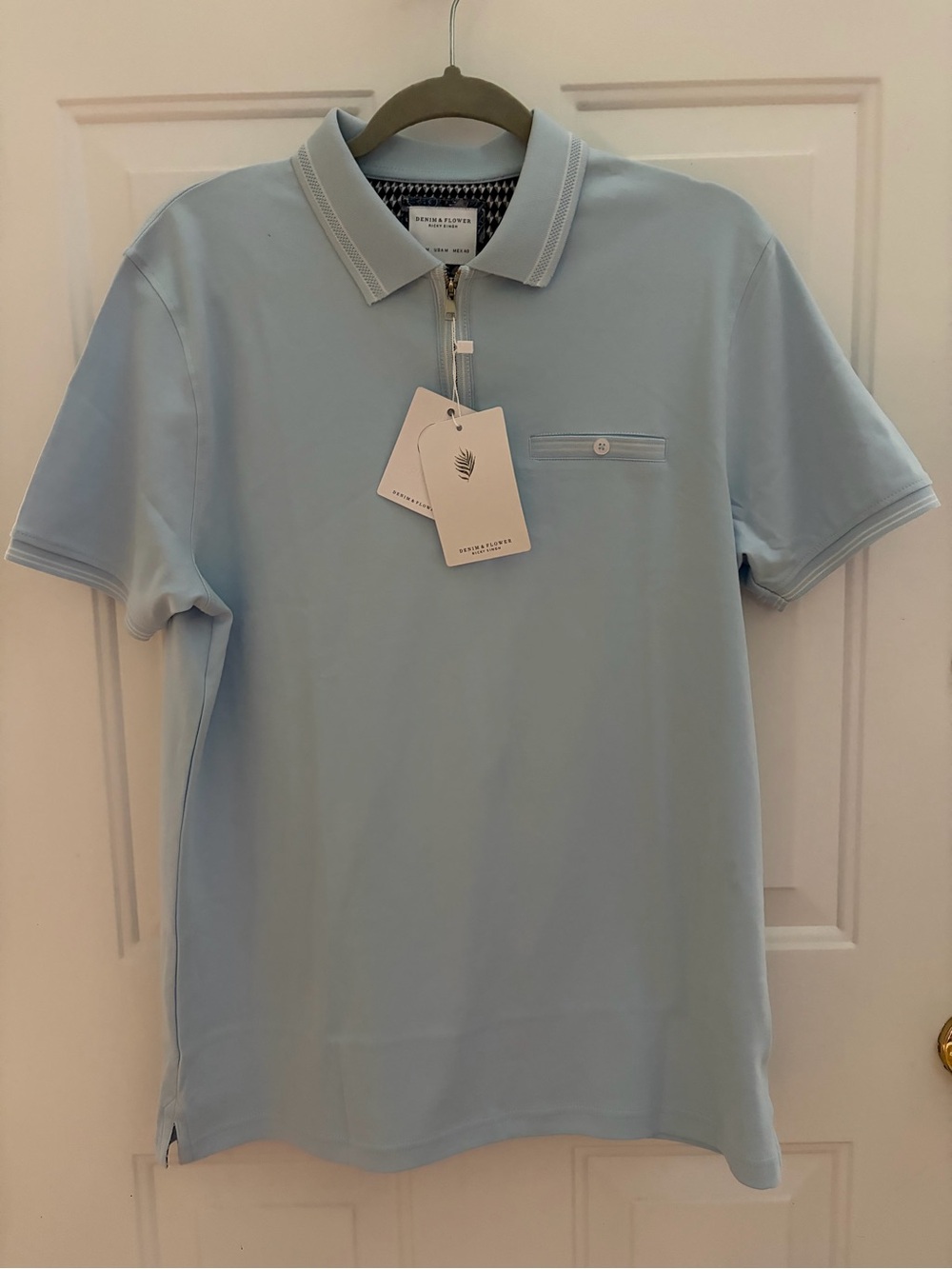 Denim & Flower Men's Tipped Zip Polo